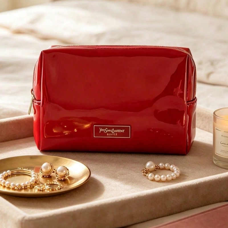 Luxury Bags With Zipper - Bolsa de Maquillaje YSL BEAUTE Roja