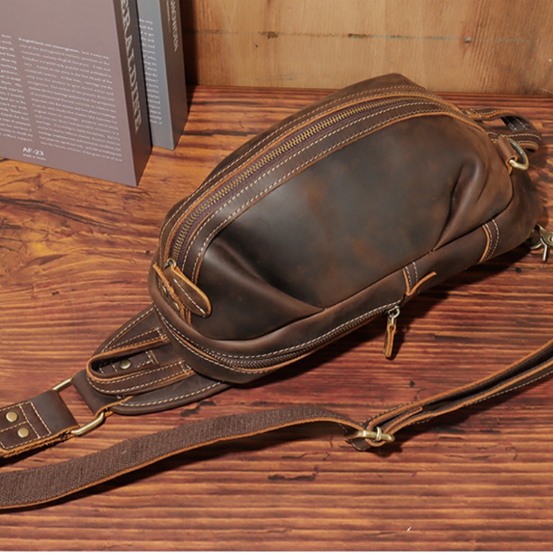 Luxury Bags With Zipper - Bolso de pecho multifunción de cuero