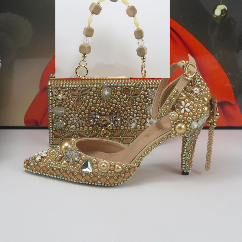 Zapatos de boda de cristal dor - Luxury Bags And Shoes reseña y precio
